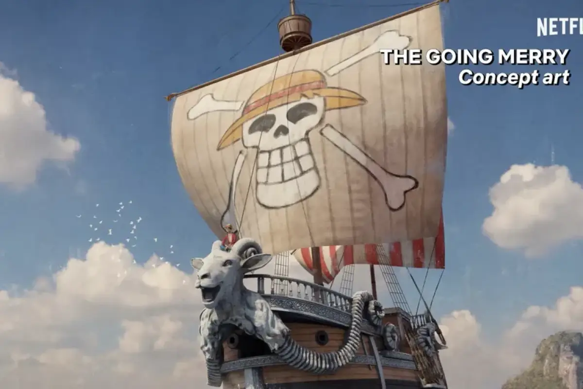 Konsep kapal Going Merry yang akan digunakan Luffy dan kawan-kawan berlayar. (Sumber : Netflix)