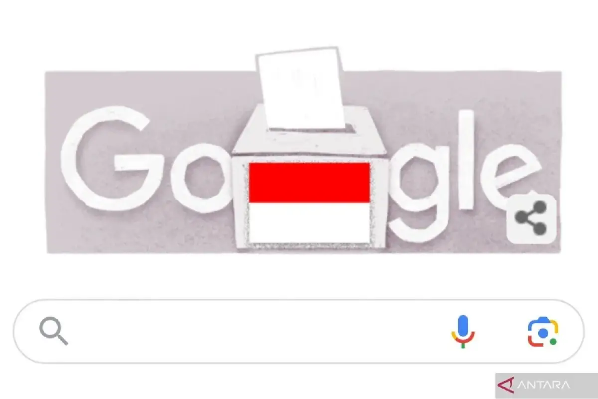 (ilustrasi) Google Doodle mengenai Pemilu 2024 Indonesia. Isu kecurangan Pemilu bisa memicu gangguan mental (Sumber: Google.com)