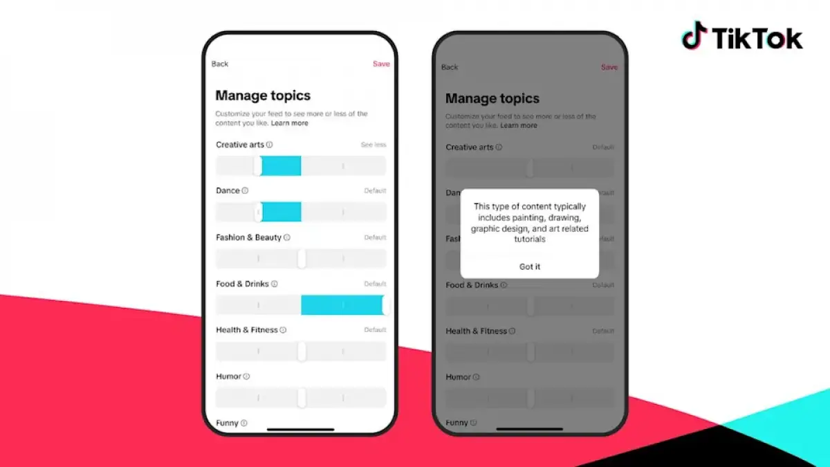 Kemampuan mengontrol konten-konten yang muncul di beranda FYP TikTok. (Sumber: TikTok)