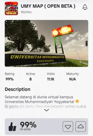 Rating UMY Map di open beta Roblox. (Sumber: UMY)
