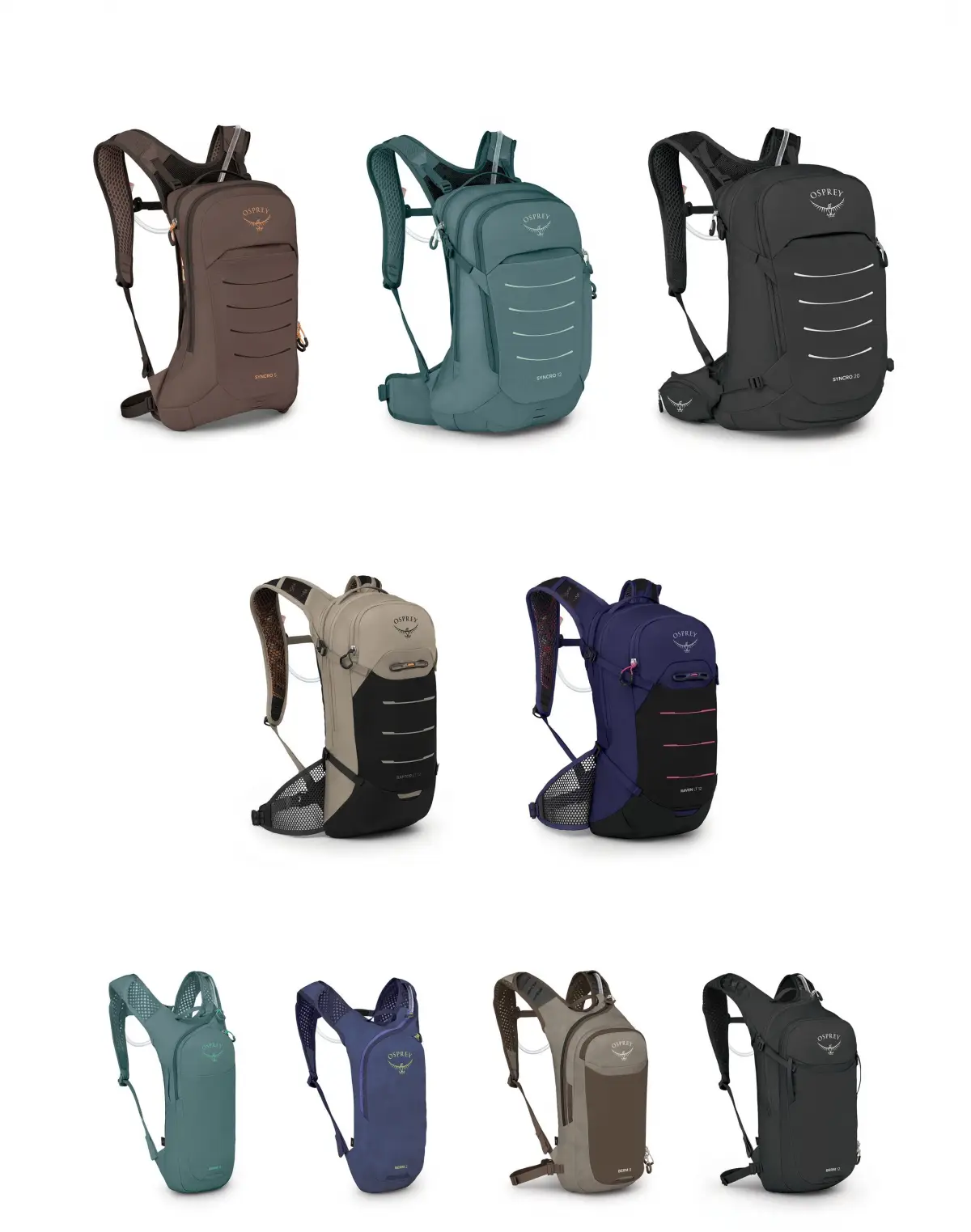 Osprey Syncro (atas), Raven LT (tengah), dan Berm (bawah). (Sumber: Osprey)