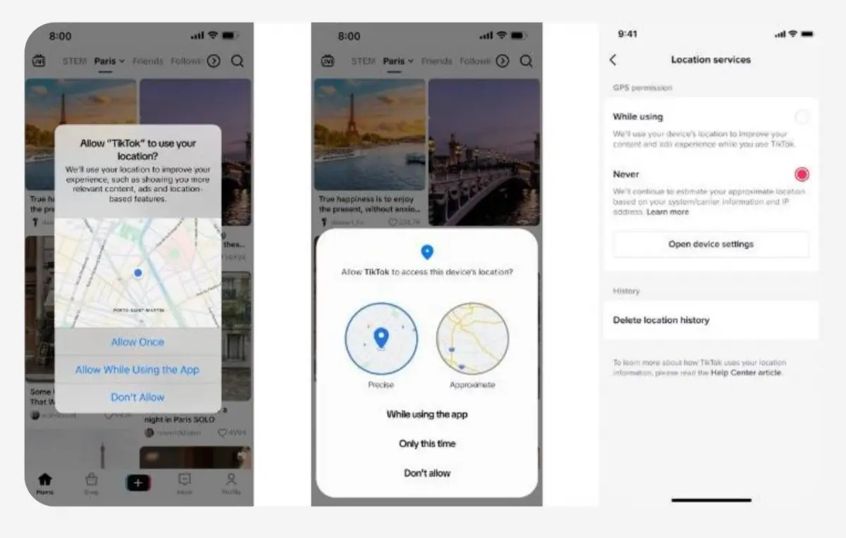 Tampilan umpan terdekat (nearby feed) di TikTok. (Sumber: TikTok)