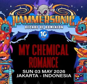 Poster yang menampilkan jadwal konser My Chemical Romance di Hammersonic 2026. (Sumber: facebook)