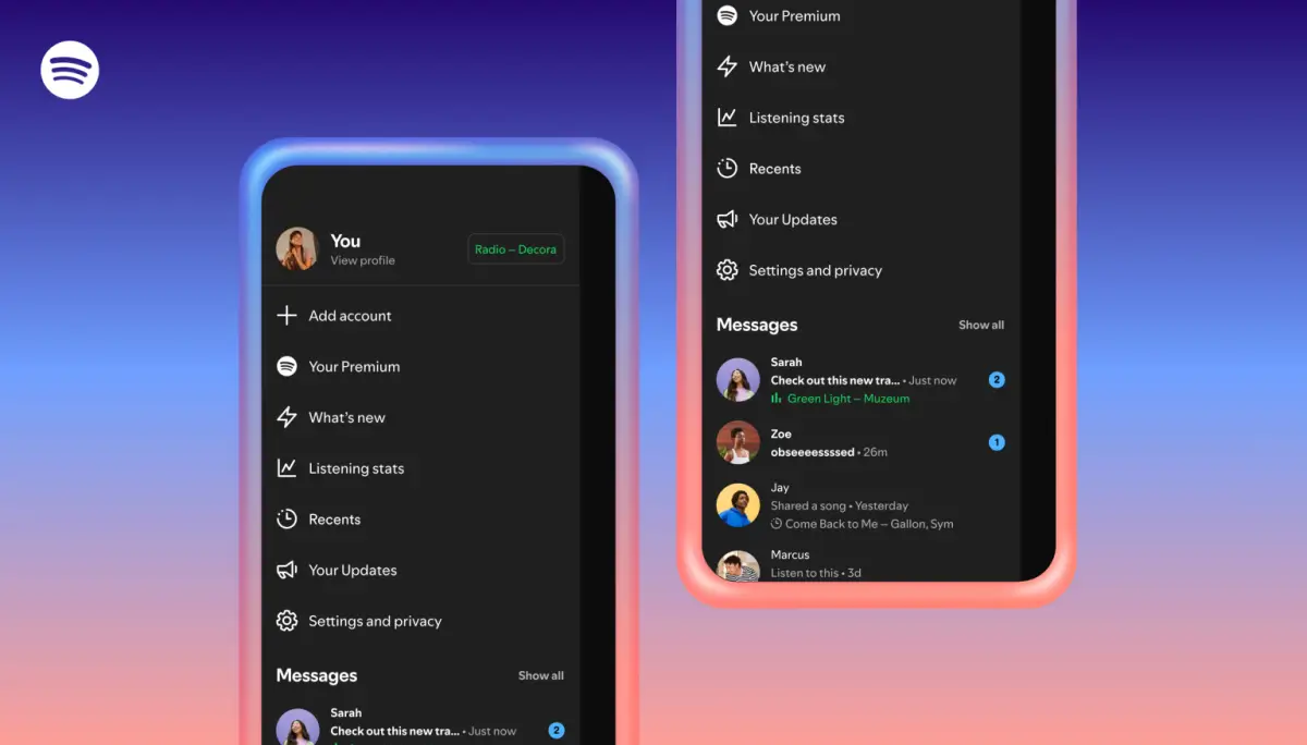 Lagu yang diputar teman akan muncul di bagian obrolan. (Sumber: Spotify)