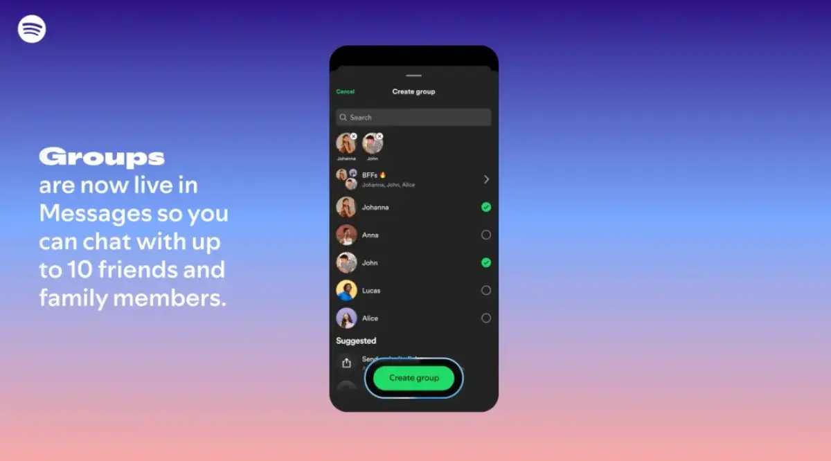 Fitur obrolan grup di Spotify. (Sumber: Spotify)