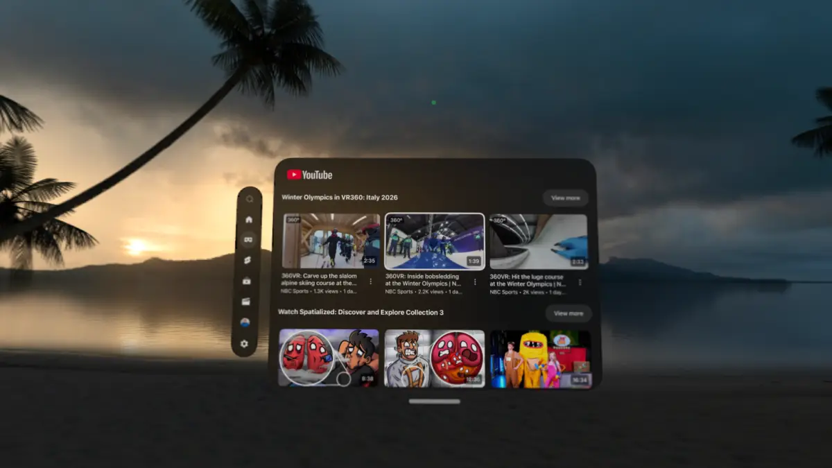 Tampilan Youtube di Apple Vision Pro. (Sumber: null)