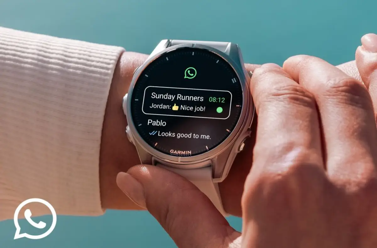 Aplikasi WhatsApp kini tersedia di jam tangan pintar Garmin. (Sumber: Meta)