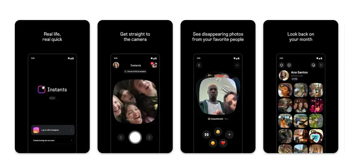 Bocoran aplikasi Instants yang tengah digodok Instagram. (Sumber: Meta)
