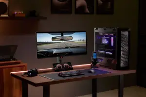 ASUS ROG Strix OLED XG34WCDMS (atas) and Strix XG129C.