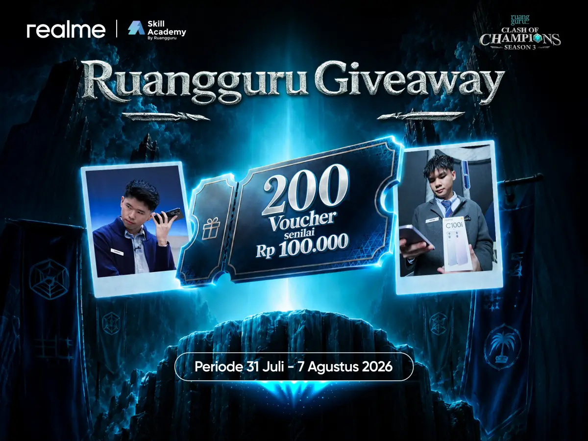 Realme bagi-bagi 200 voucher skill academy by RuangGuru. (Sumber: ist)