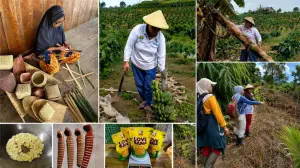 Para perempuan di Desa Penyandingan, Kabupaten Muara Enim, Sumatra Selatan, yang berupaya menjaga hutan dan isinya. (Sumber: null)