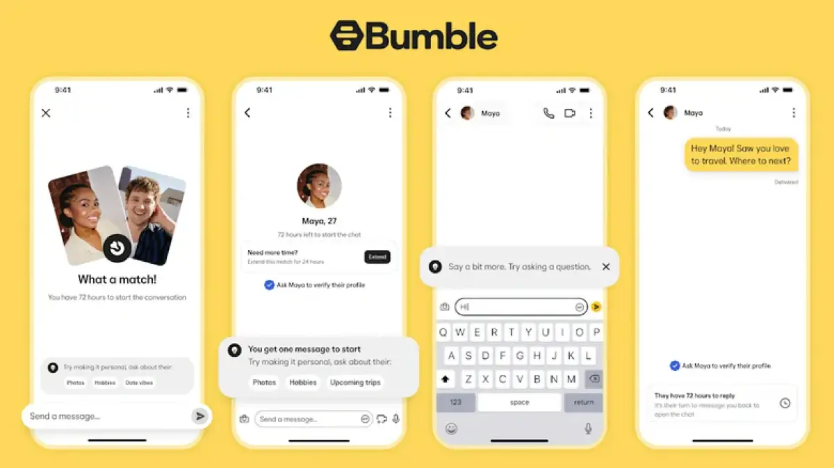 Obrolan di Bumble bagi yang sudah match. (Sumber: Bumble)